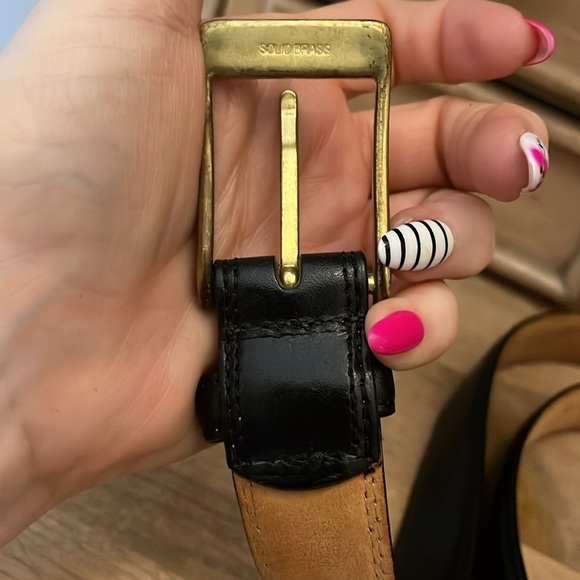 Men’s Leather Belt Italian Full Grain Top & Lining Brass Buckle Size 40 Black - Picture 3 of 7